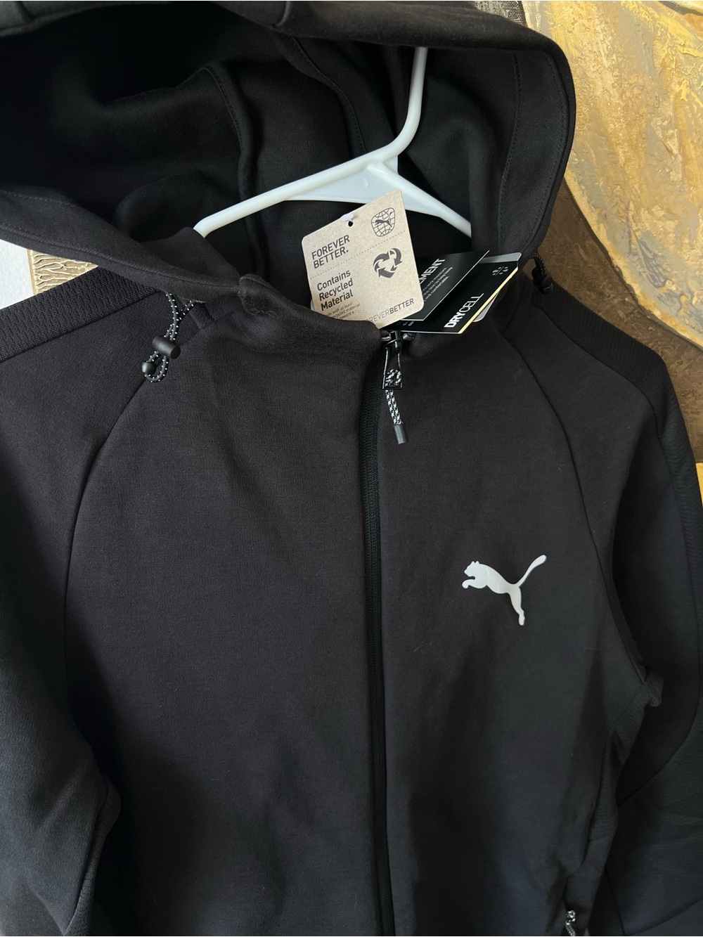 NEW PUMA $85 black Evostripe Full-Zip hoodie with white logo Size XS (xs in men)
